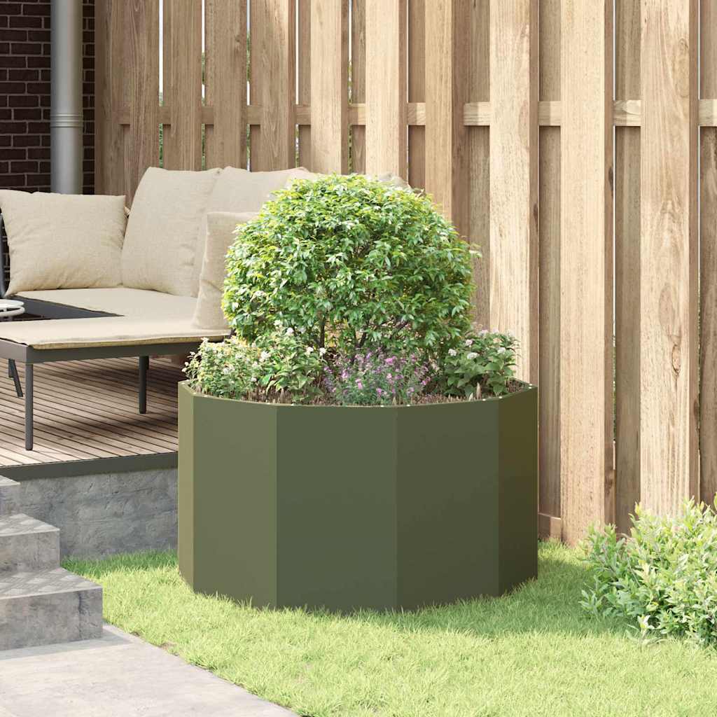 Fioriera Verde oliva 90 x 90 x 50 cm Acciaio