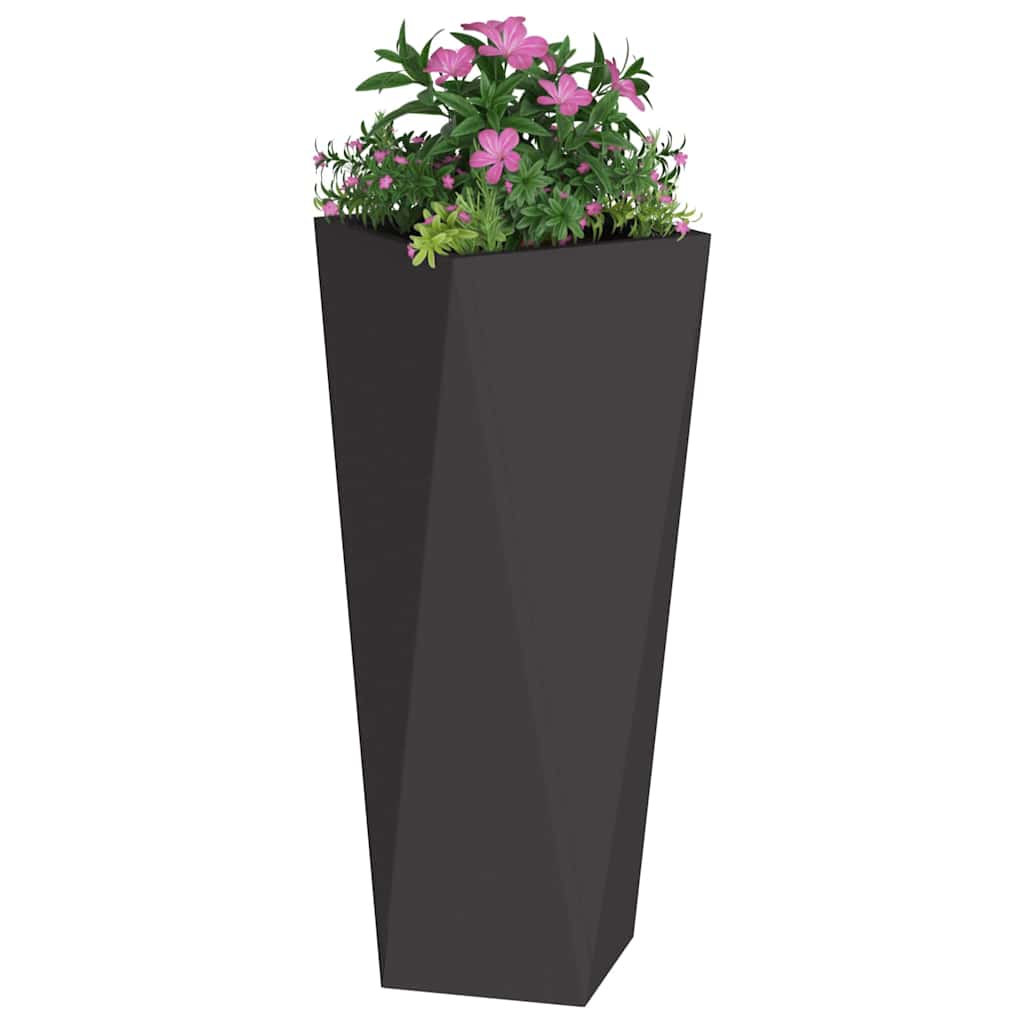 Fioriera 2 pz Nero 30 x 30 x 75 cm Acciaio