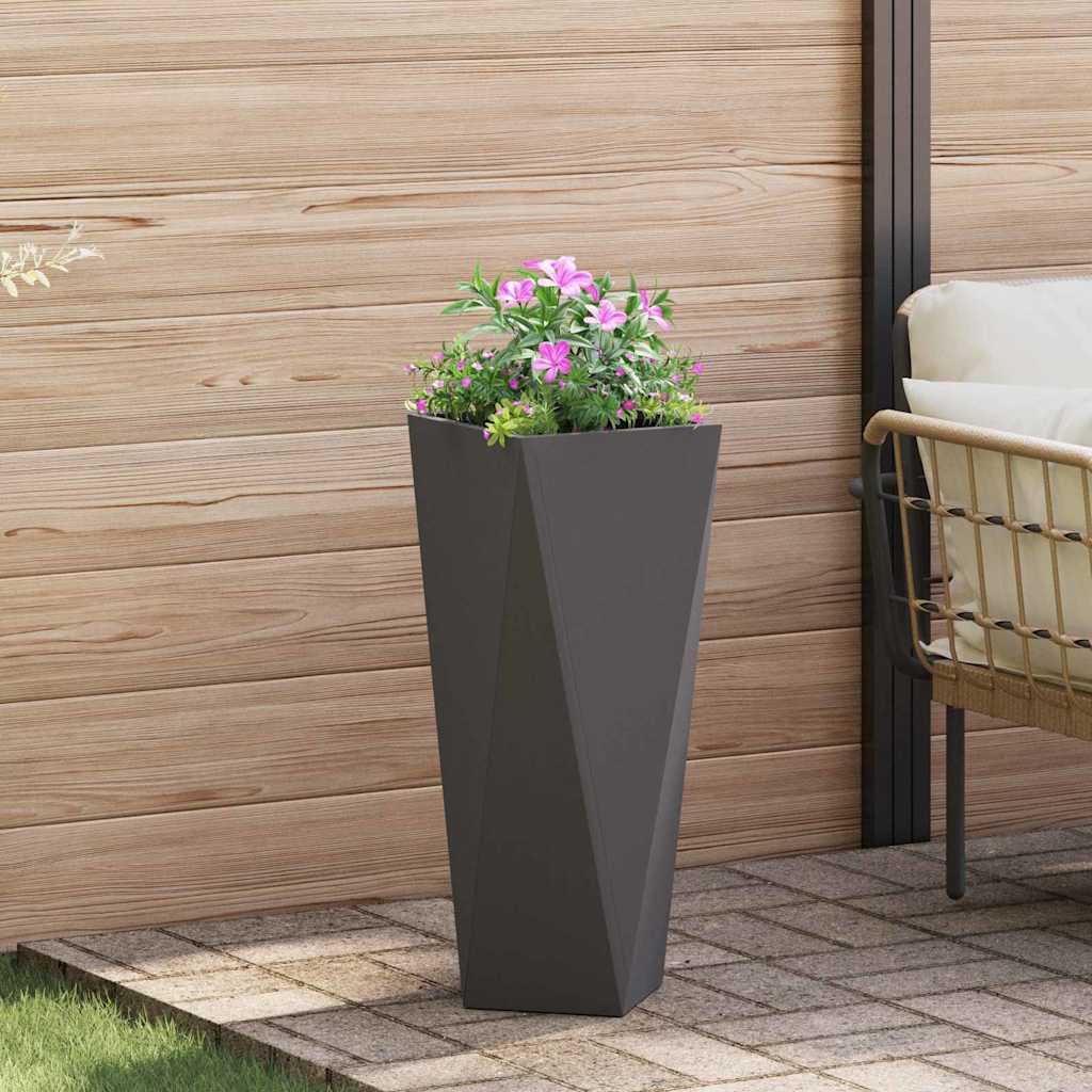 Fioriera 2 pz Nero 30 x 30 x 75 cm Acciaio