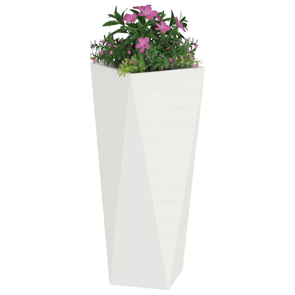 Fioriera 2 pz Bianco 30 x 30 x 75 cm Acciaio