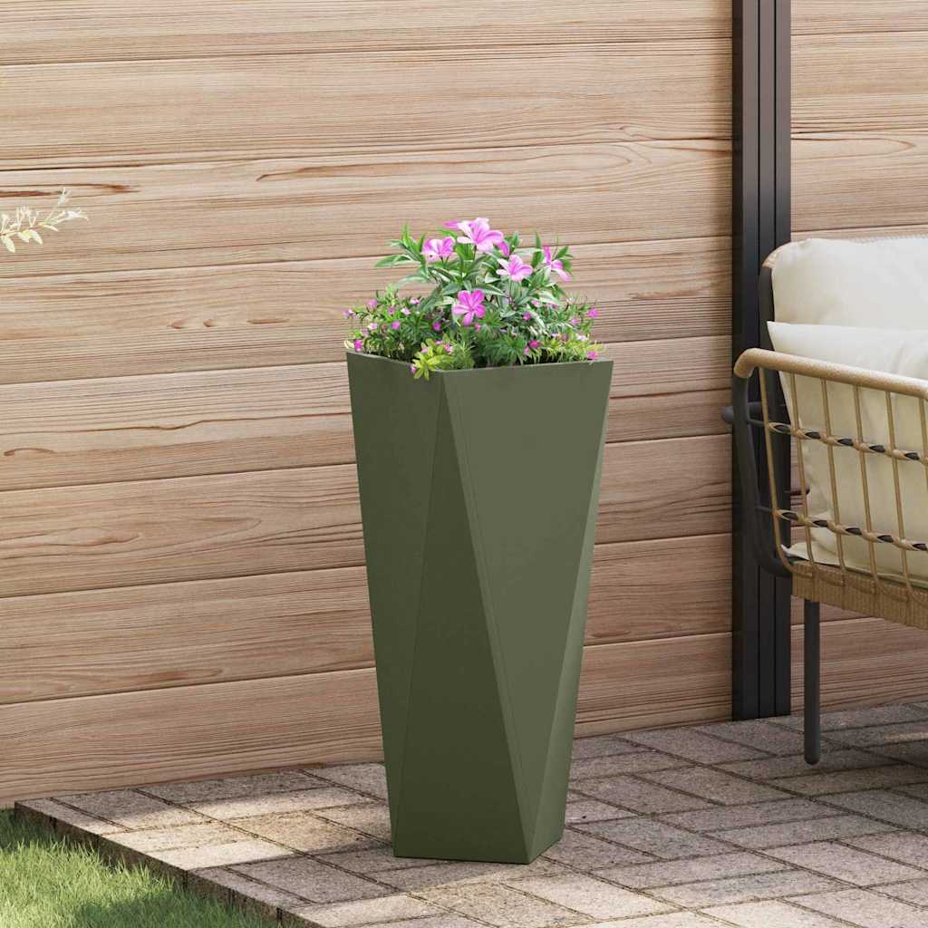 Fioriera 2 pz Verde oliva 30 x 30 x 75 cm Acciaio
