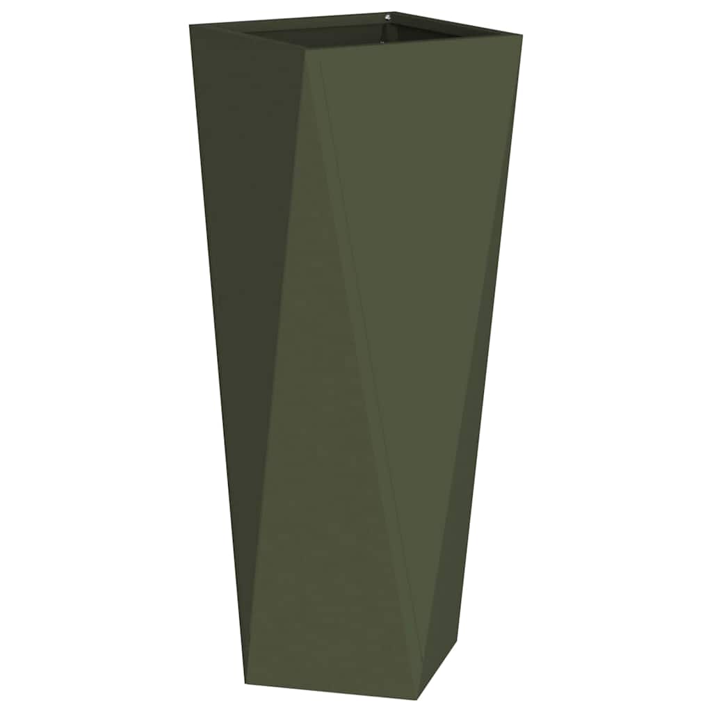Fioriera 2 pz Verde oliva 30 x 30 x 75 cm Acciaio