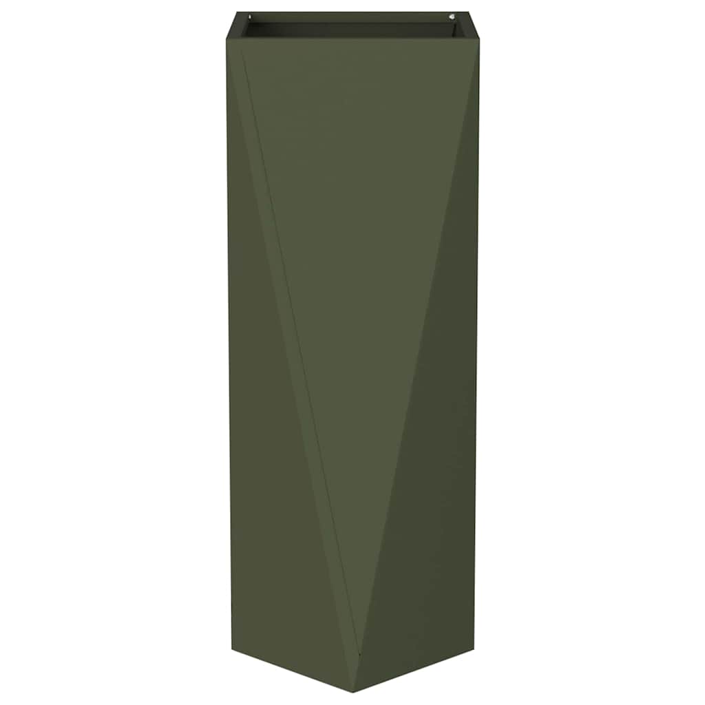 Fioriera 2 pz Verde oliva 30 x 30 x 75 cm Acciaio