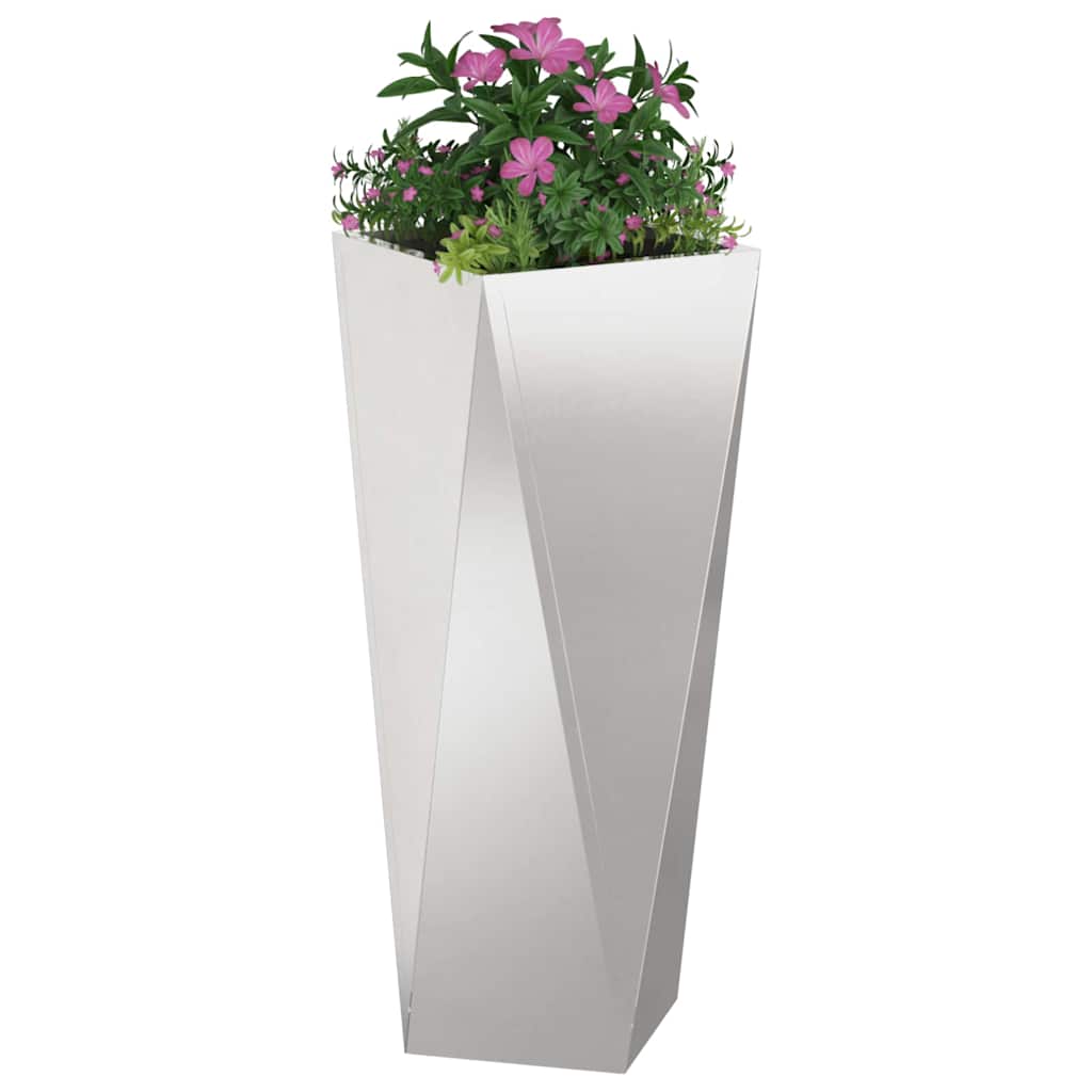 Fioriera 2 pz Argento 30 x 30 x 75 cm Acciaio inossidabile