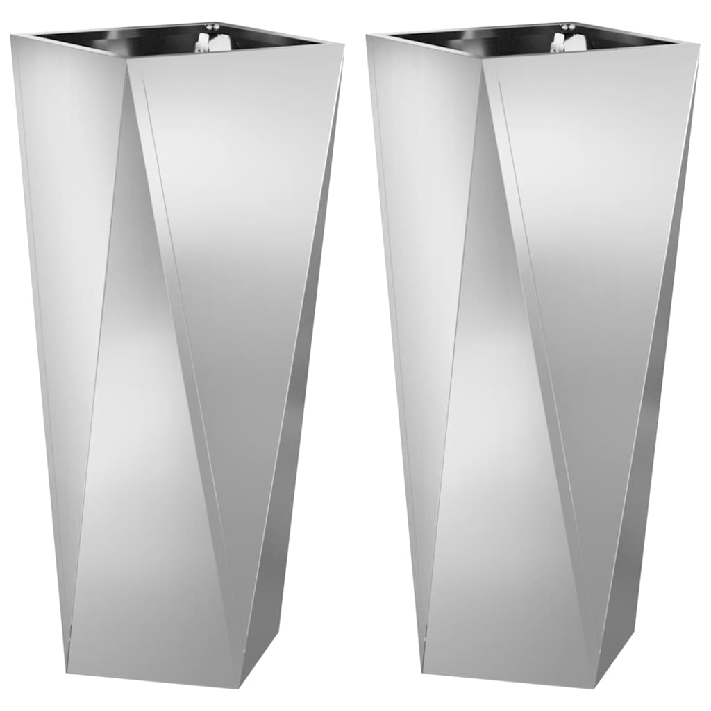 Fioriera 2 pz Argento 30 x 30 x 75 cm Acciaio zincato