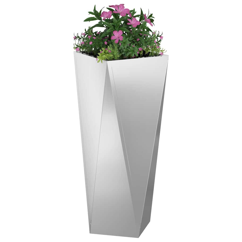 Fioriera 2 pz Argento 30 x 30 x 75 cm Acciaio zincato