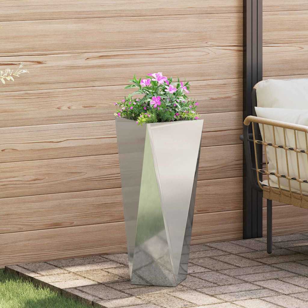 Fioriera 2 pz Argento 30 x 30 x 75 cm Acciaio zincato