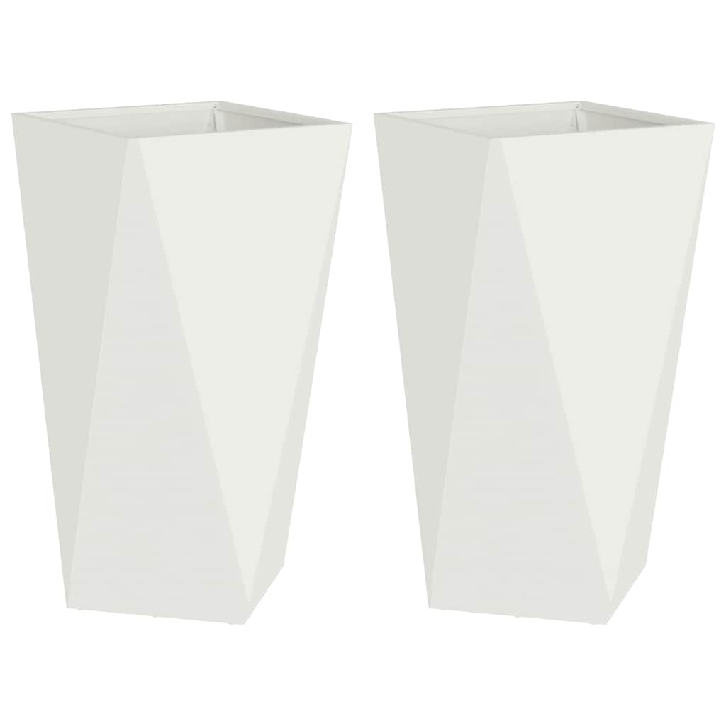 Fioriera 2 pz Bianco 40 x 40 x 75 cm Acciaio