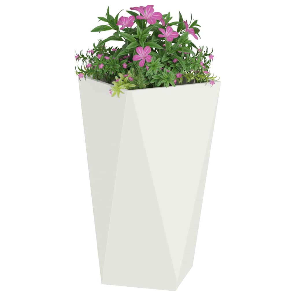 Fioriera 2 pz Bianco 40 x 40 x 75 cm Acciaio