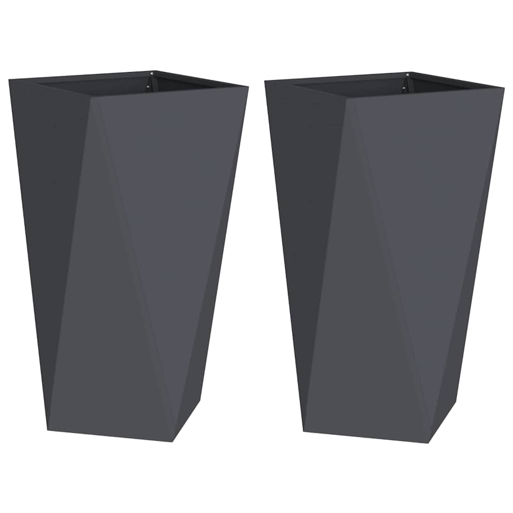 Fioriera 2 pz Antracite 40 x 40 x 75 cm Acciaio
