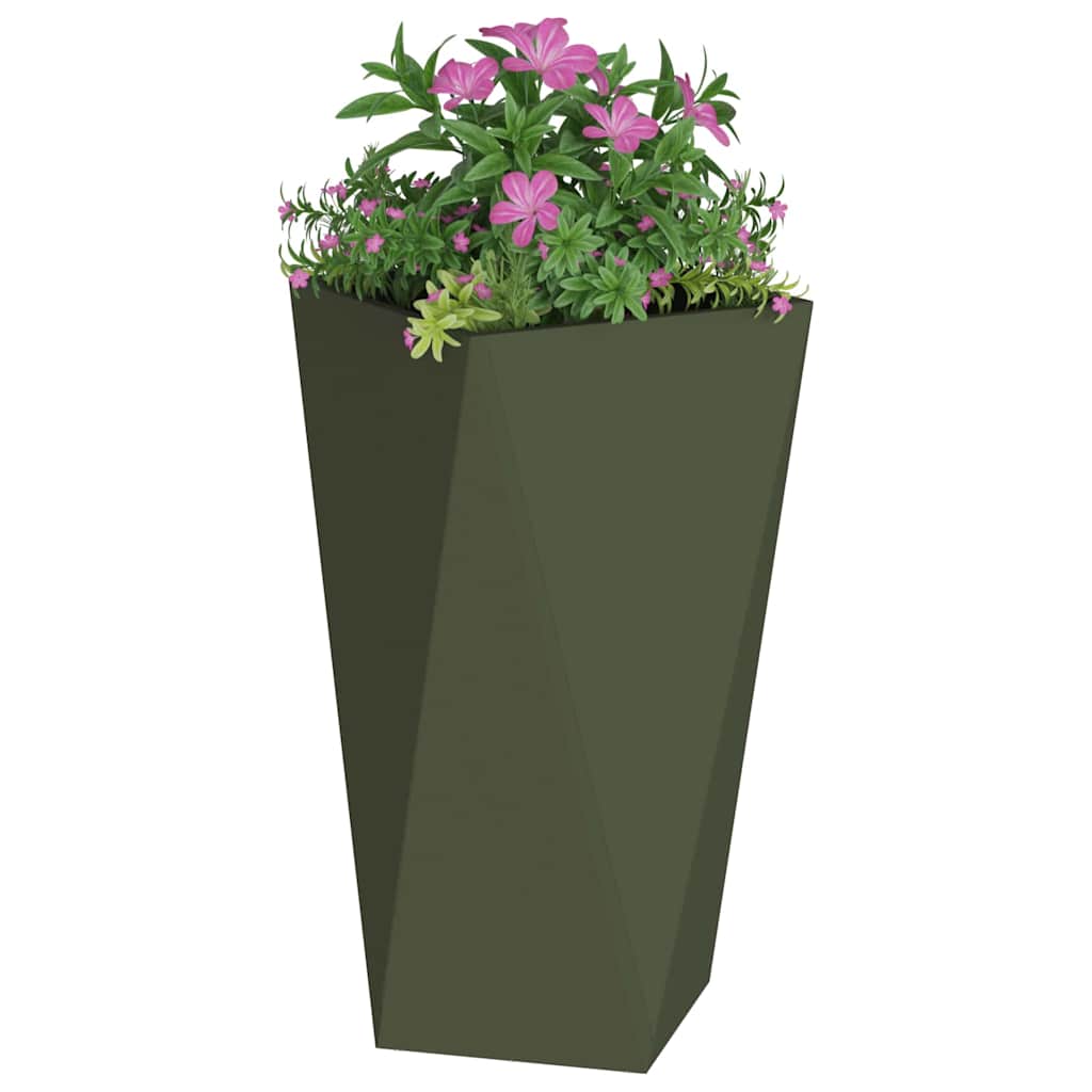 Fioriera 2 pz Verde oliva 40 x 40 x 75 cm Acciaio