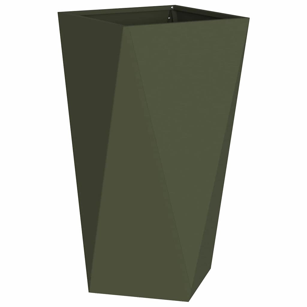 Fioriera 2 pz Verde oliva 40 x 40 x 75 cm Acciaio