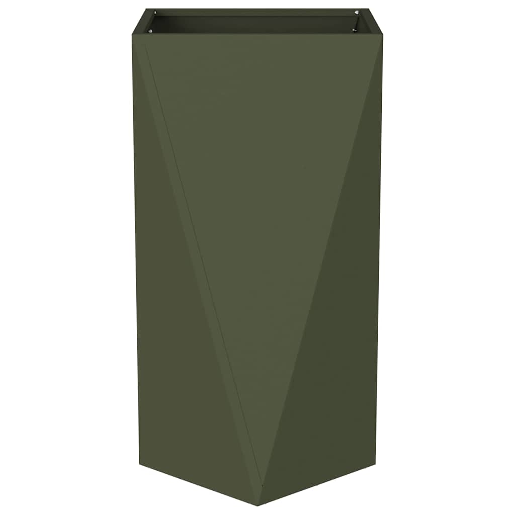 Fioriera 2 pz Verde oliva 40 x 40 x 75 cm Acciaio