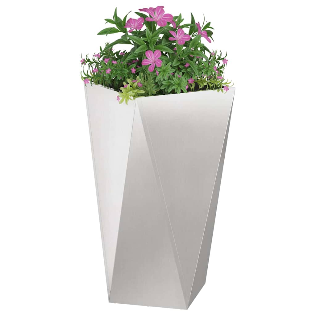 Fioriera 2 pz Argento 40 x 40 x 75 cm Acciaio inossidabile