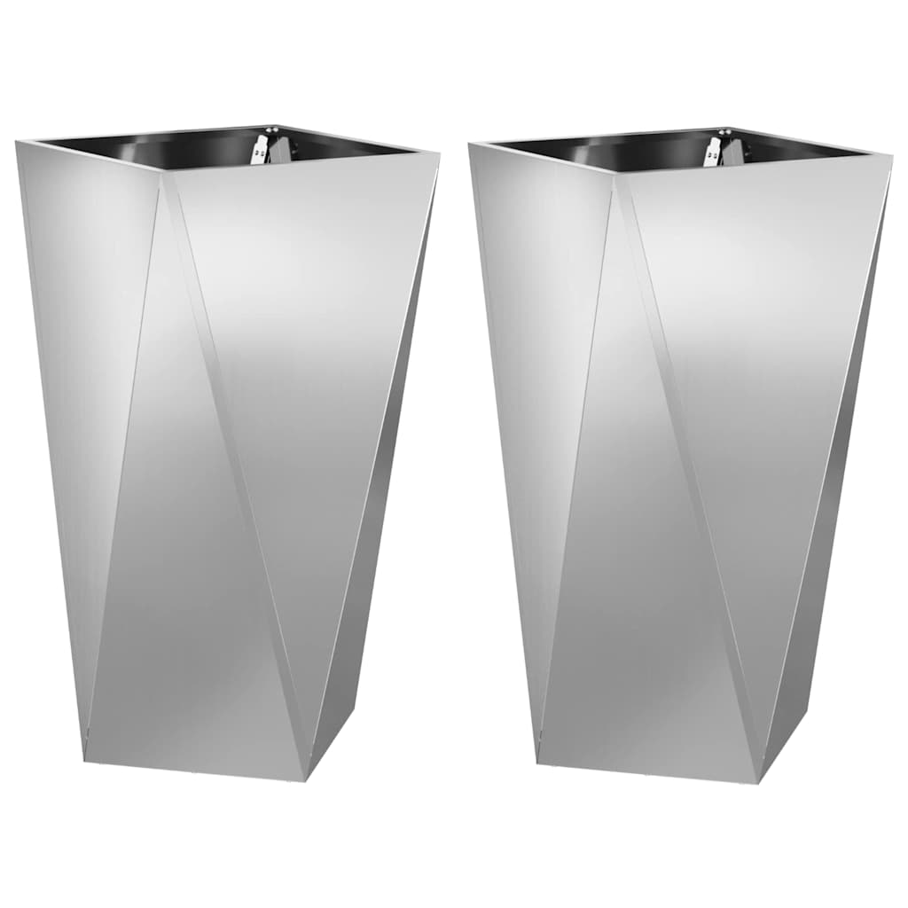 Fioriera 2 pz Argento 40 x 40 x 75 cm Acciaio zincato