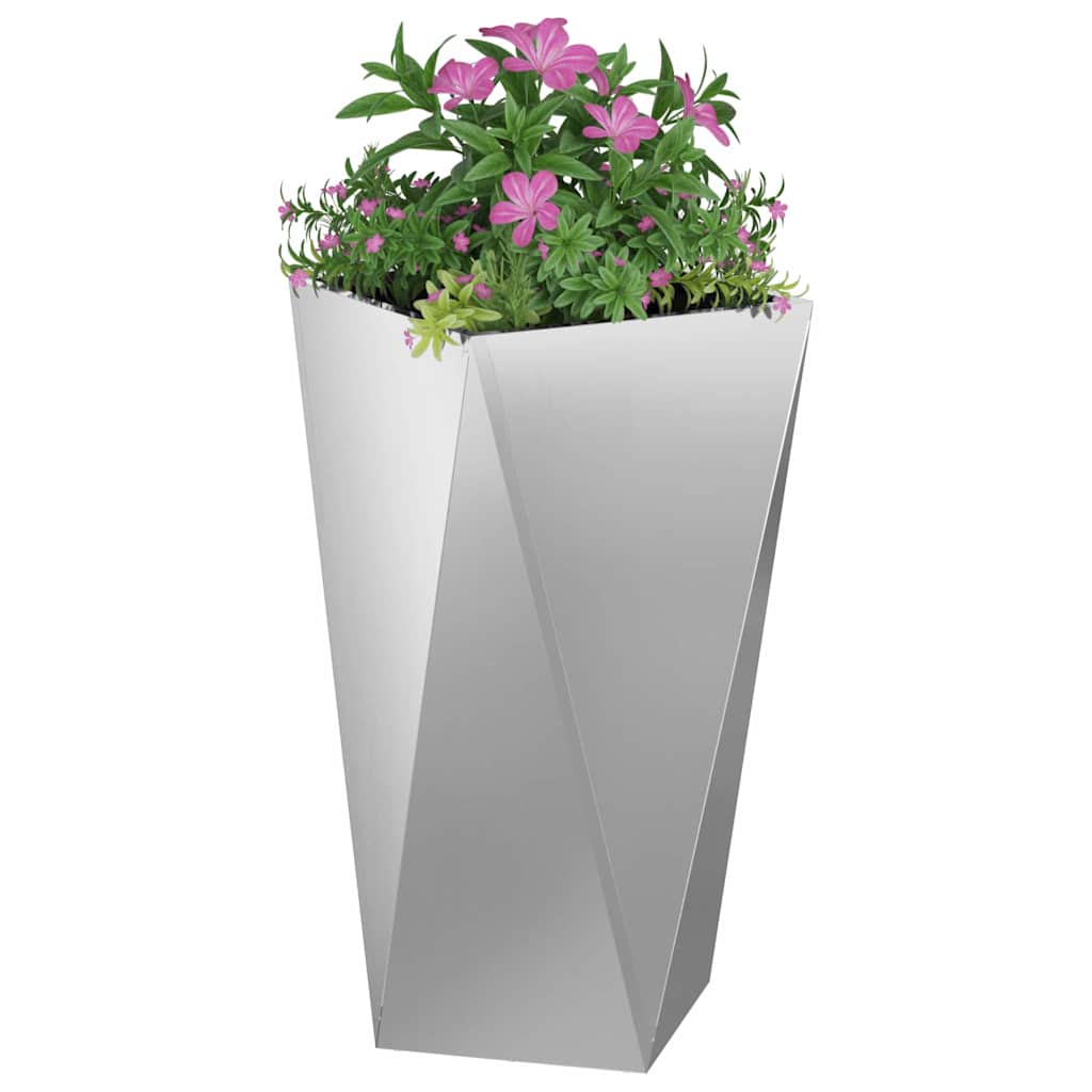 Fioriera 2 pz Argento 40 x 40 x 75 cm Acciaio zincato