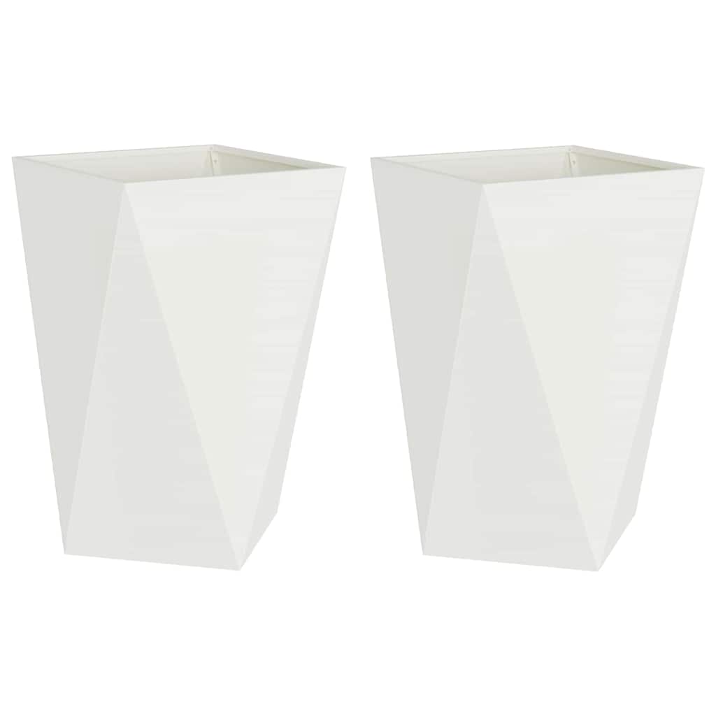 Fioriera 2 pz Bianco 50 x 50 x 75 cm Acciaio