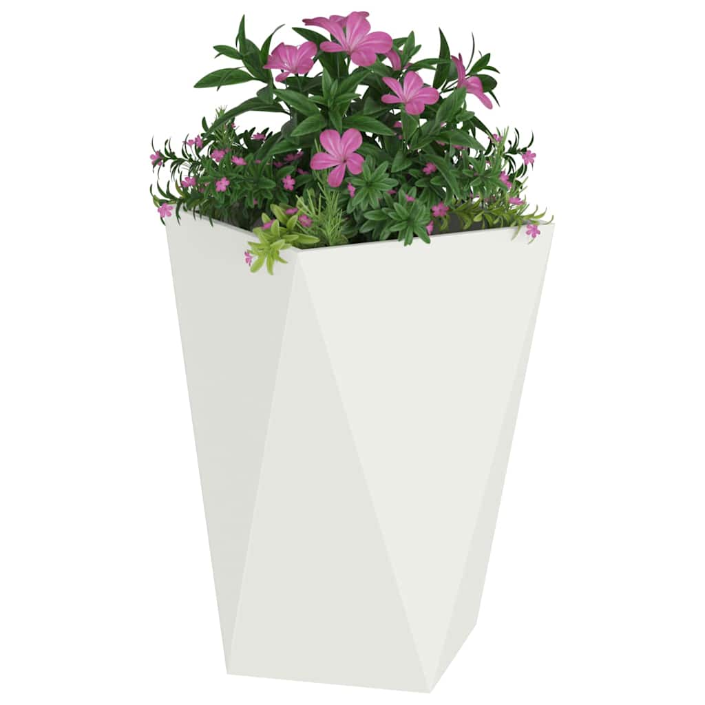Fioriera 2 pz Bianco 50 x 50 x 75 cm Acciaio
