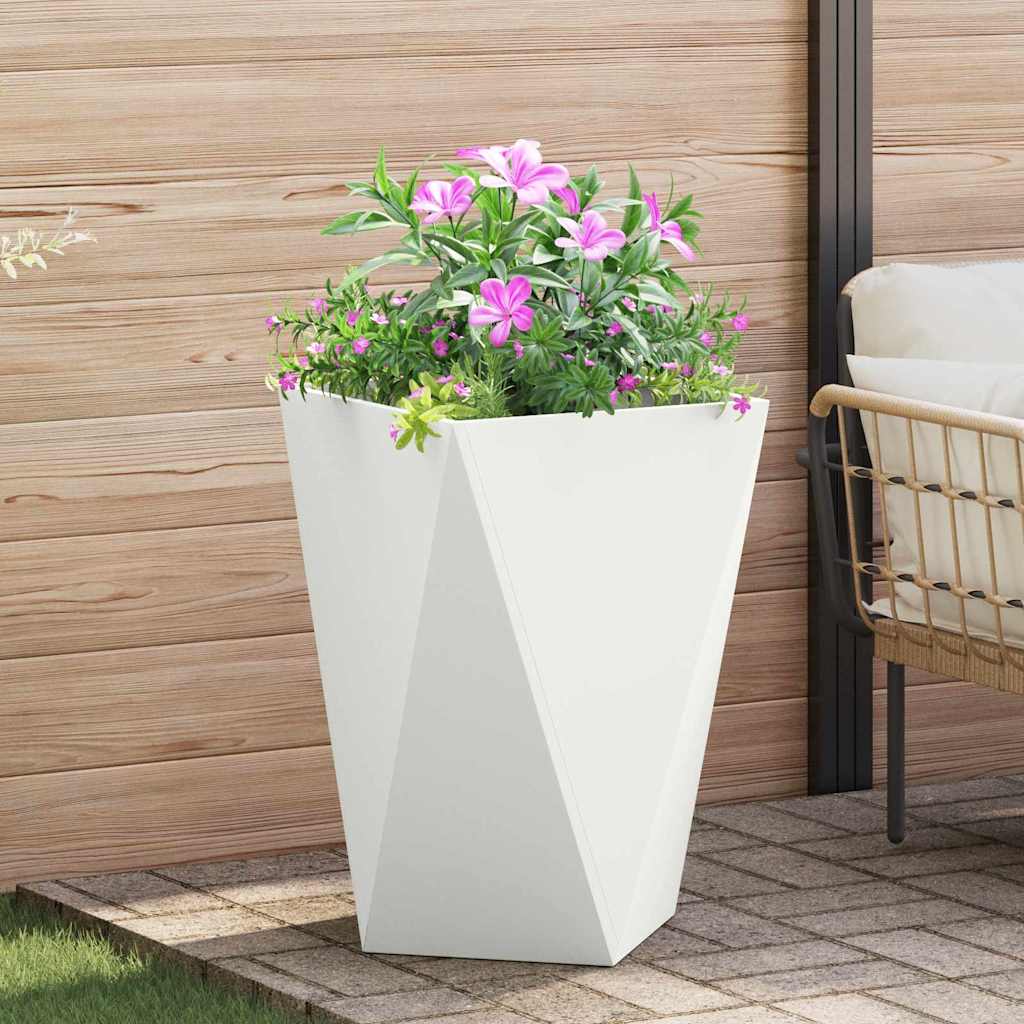 Fioriera 2 pz Bianco 50 x 50 x 75 cm Acciaio
