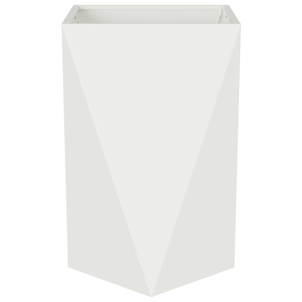 Fioriera 2 pz Bianco 50 x 50 x 75 cm Acciaio