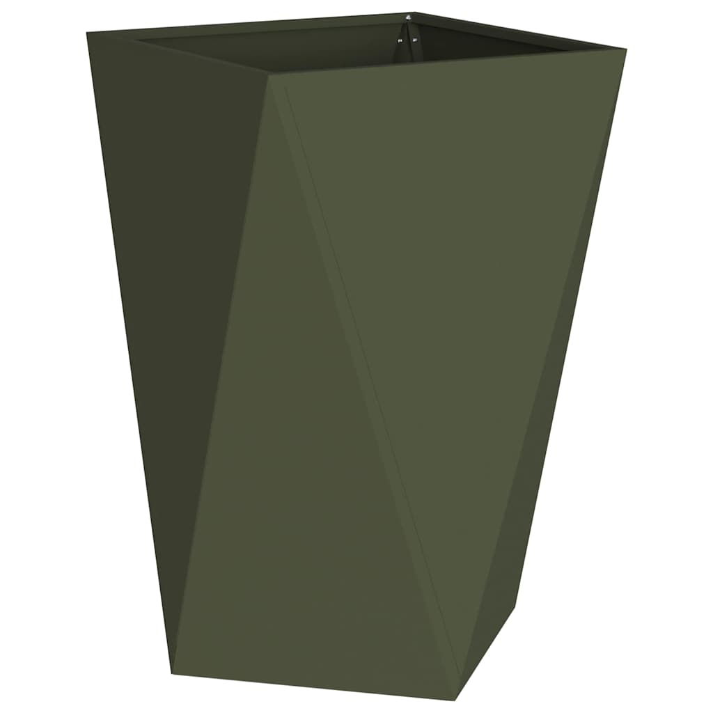 Fioriera 2 pz Verde oliva 50 x 50 x 75 cm Acciaio