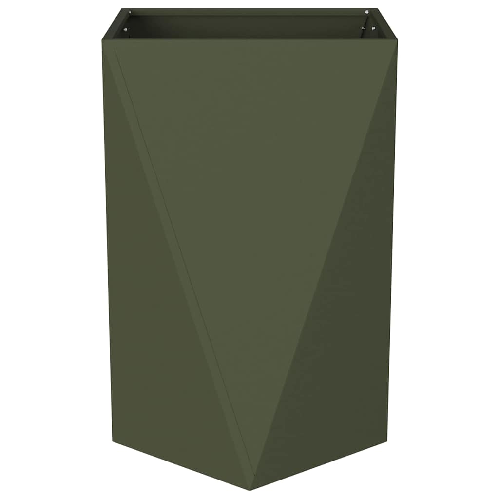 Fioriera 2 pz Verde oliva 50 x 50 x 75 cm Acciaio