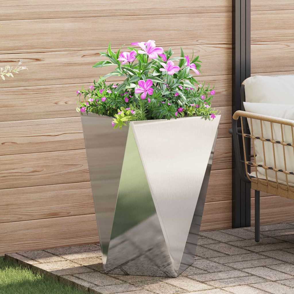 Fioriera 2 pz Argento 50 x 50 x 75 cm Acciaio inossidabile