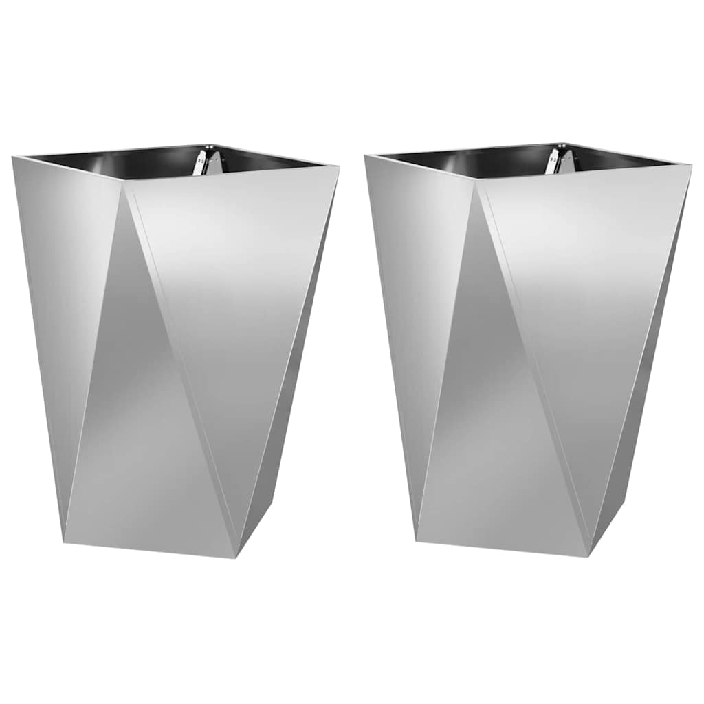 Fioriera 2 pz Argento 50 x 50 x 75 cm Acciaio zincato