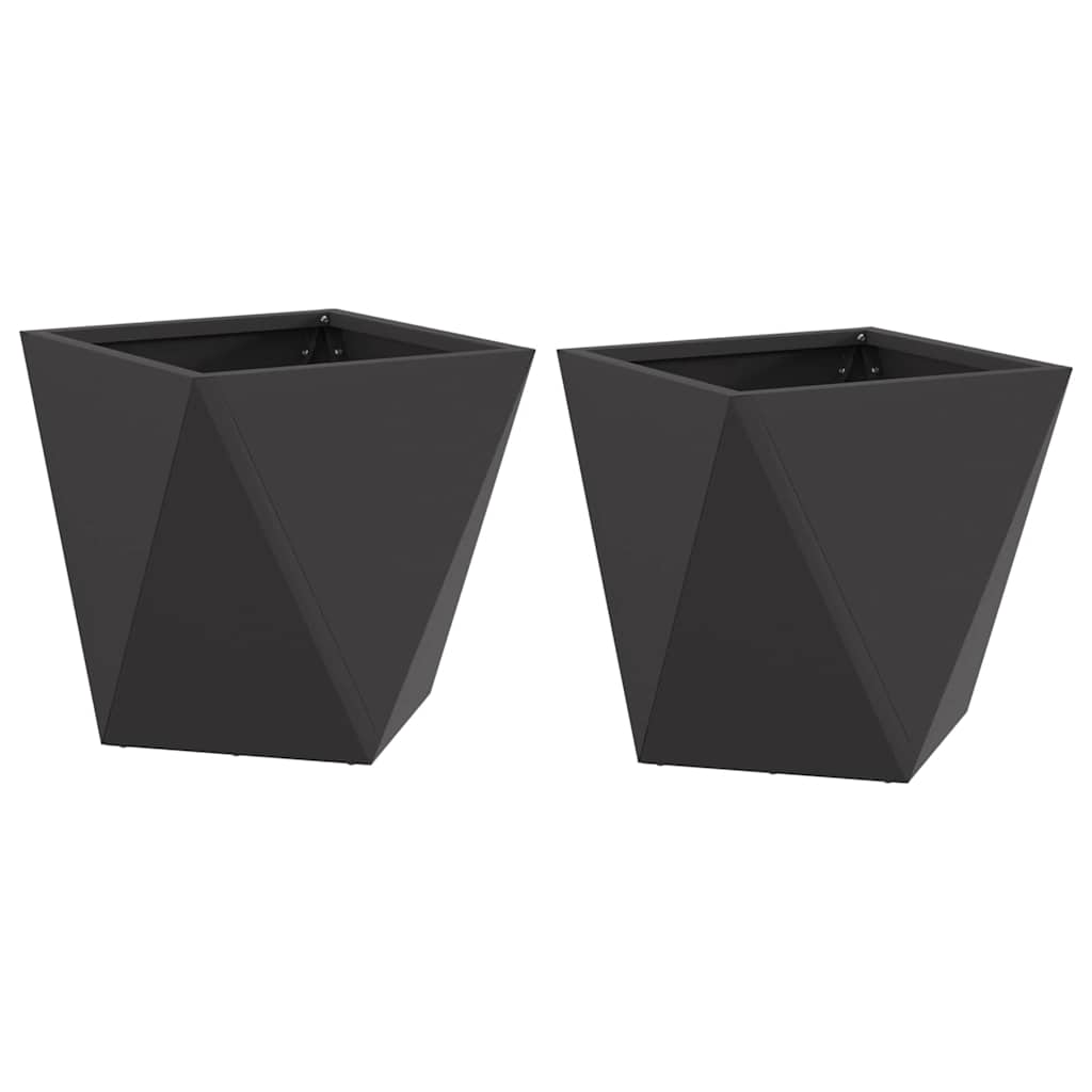 Fioriera 2 pz Nero 30 x 30 x 30 cm Acciaio
