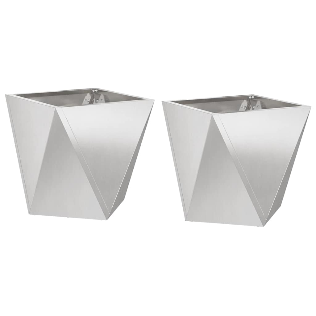 Fioriera 2 pz Argento 30 x 30 x 30 cm Acciaio inossidabile