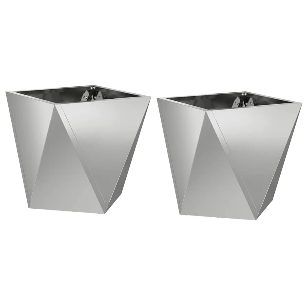 Fioriera 2 pz Argento 30 x 30 x 30 cm Acciaio zincato