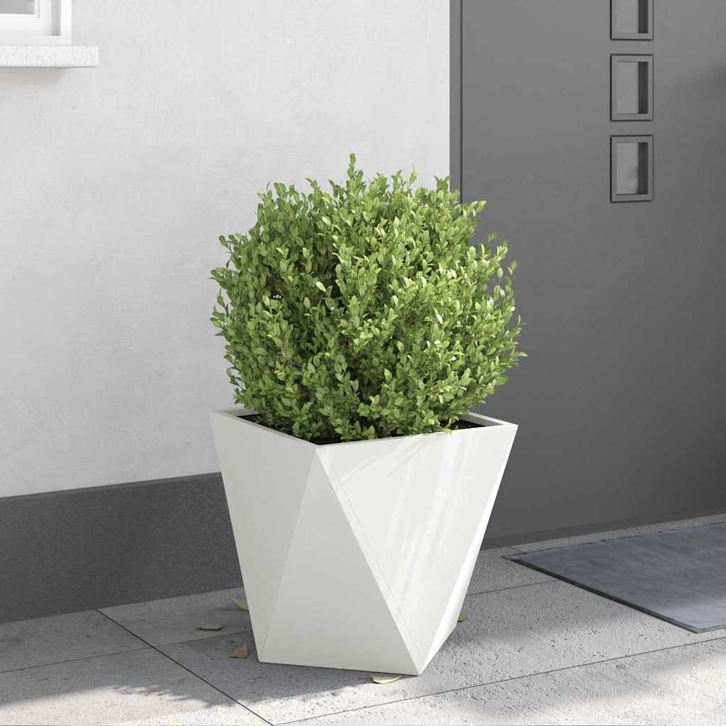 Fioriera 2 pz Bianco 40 x 40 x 40 cm Acciaio