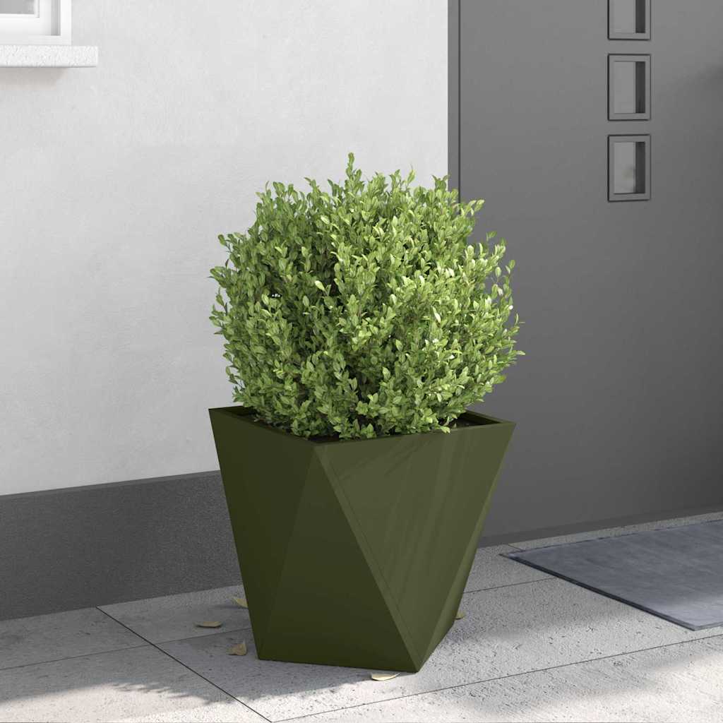 Fioriera 2 pz Verde oliva 40 x 40 x 40 cm Acciaio