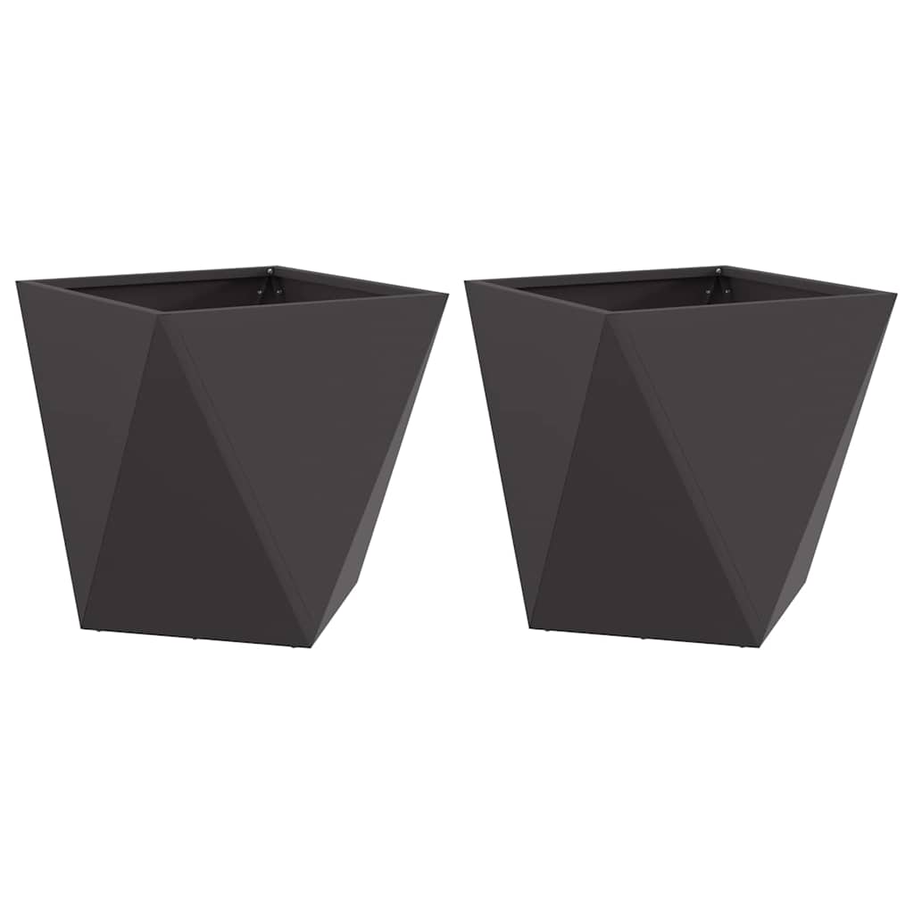 Fioriera 2 pz Nero 50 x 50 x 50 cm Acciaio