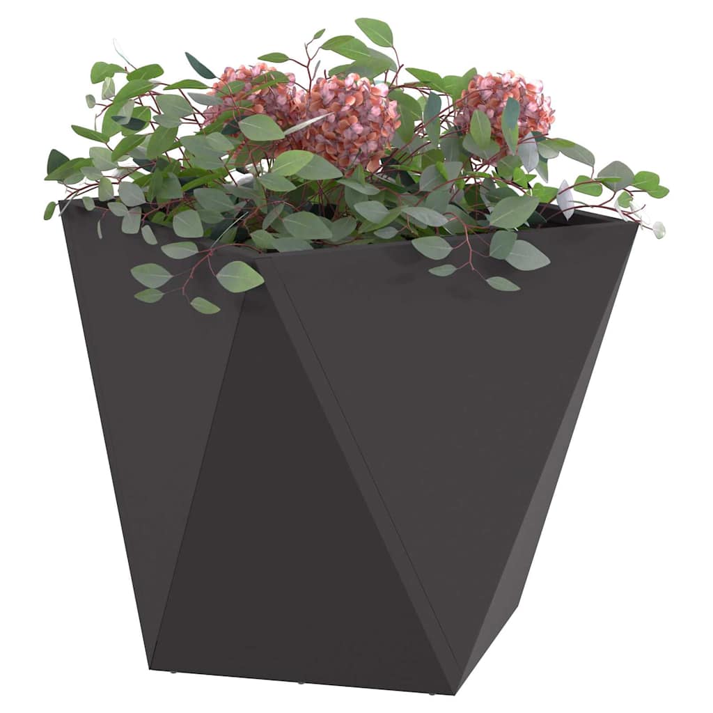 Fioriera 2 pz Nero 50 x 50 x 50 cm Acciaio