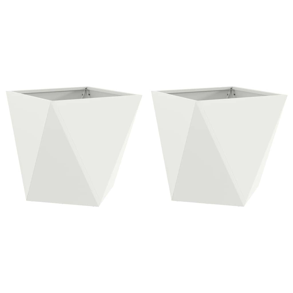 Fioriera 2 pz Bianco 50 x 50 x 50 cm Acciaio