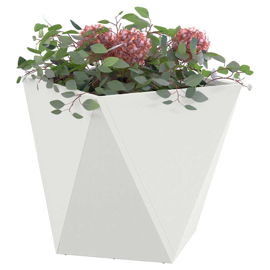 Fioriera 2 pz Bianco 50 x 50 x 50 cm Acciaio