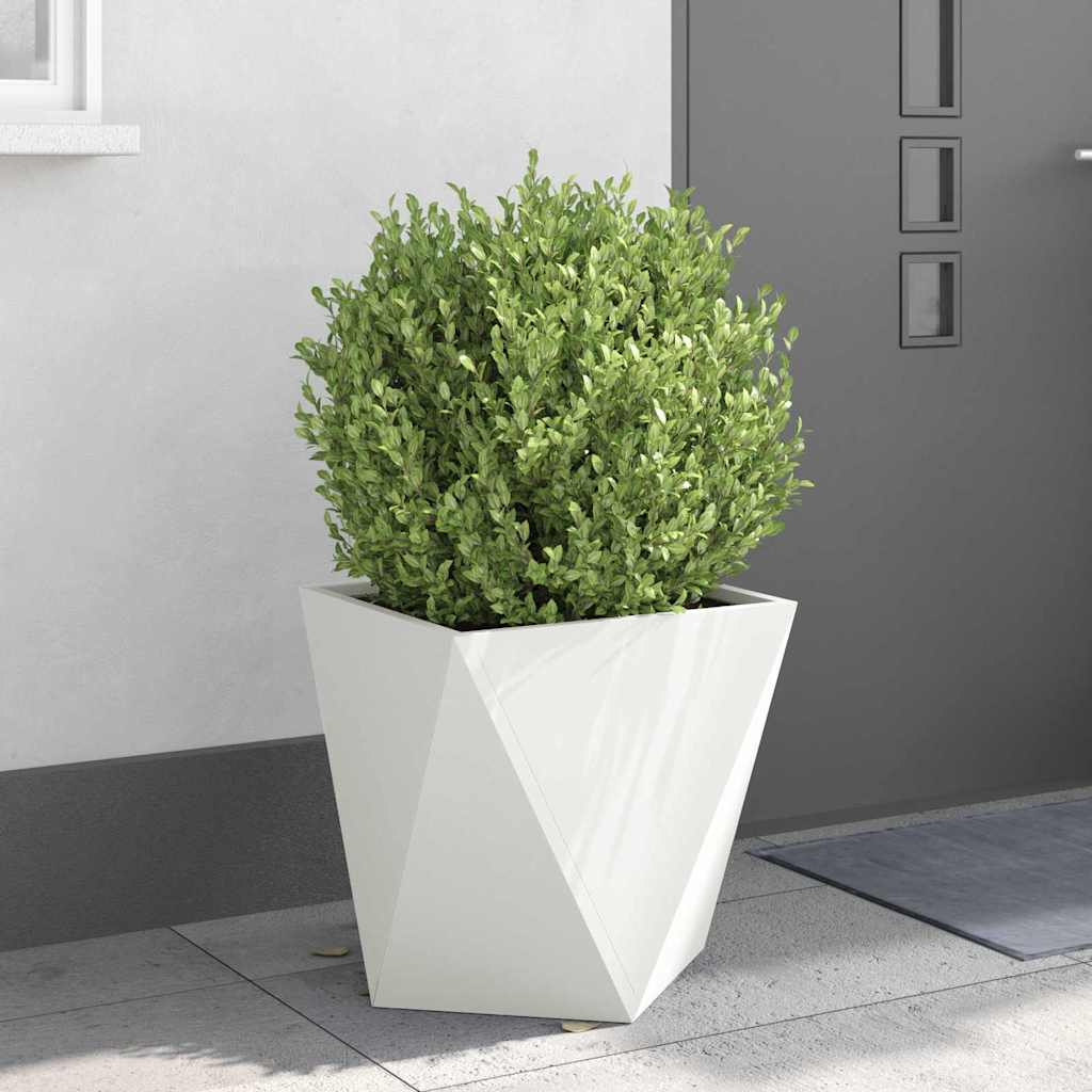 Fioriera 2 pz Bianco 50 x 50 x 50 cm Acciaio