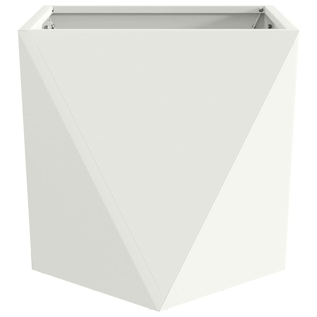 Fioriera 2 pz Bianco 50 x 50 x 50 cm Acciaio