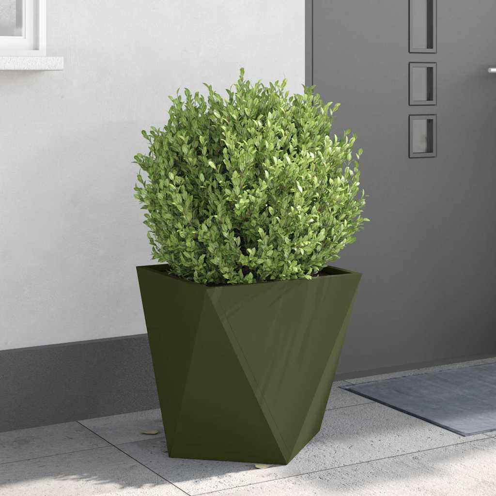 Fioriera 2 pz Verde oliva 50 x 50 x 50 cm Acciaio