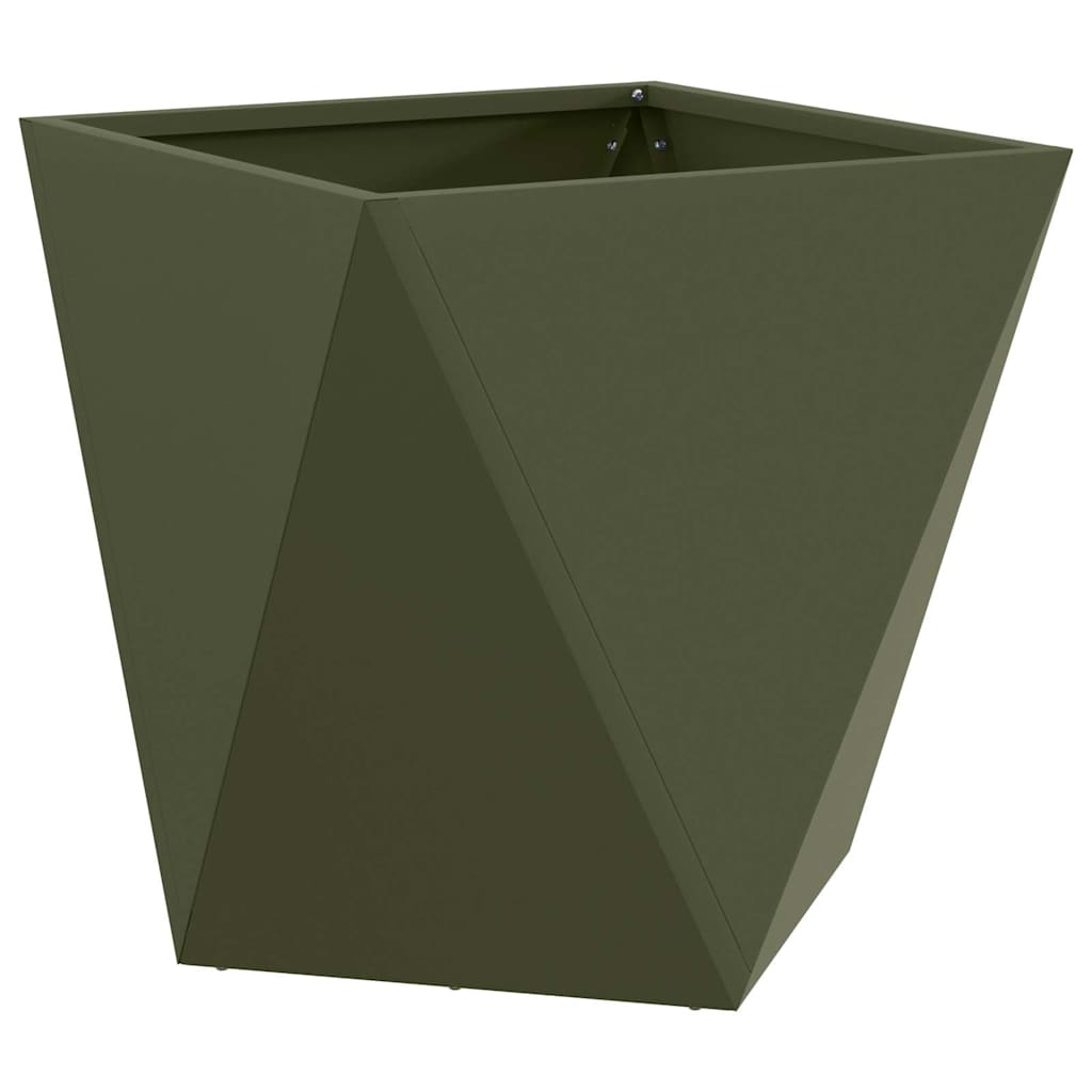Fioriera 2 pz Verde oliva 50 x 50 x 50 cm Acciaio