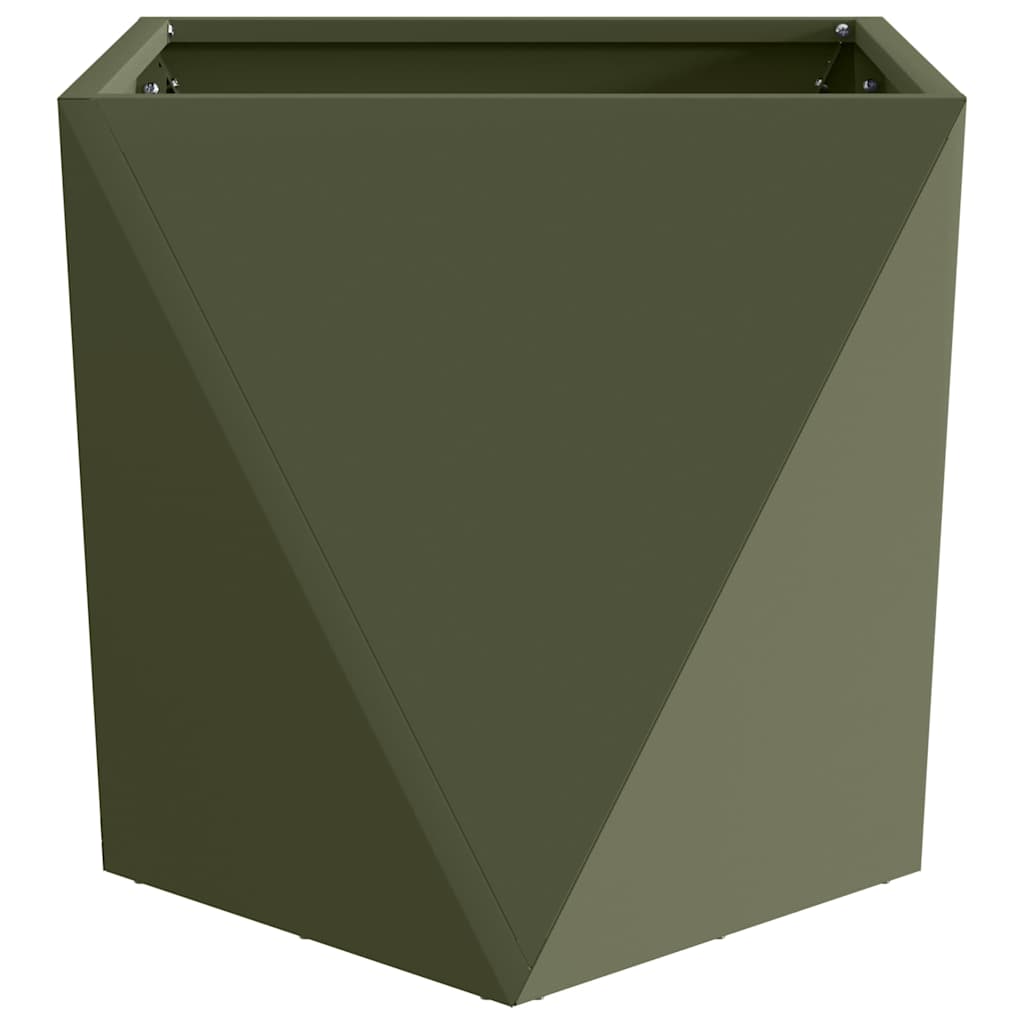 Fioriera 2 pz Verde oliva 50 x 50 x 50 cm Acciaio