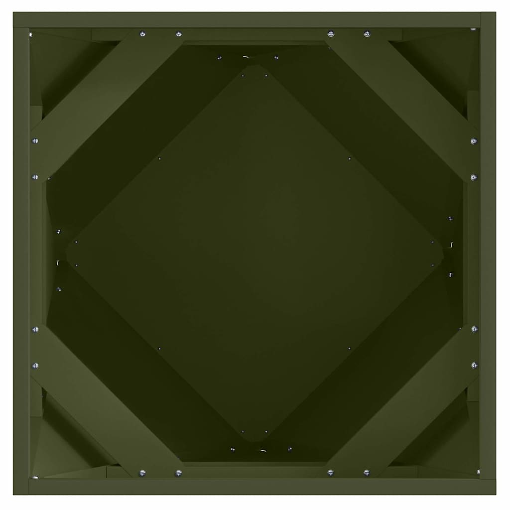 Fioriera 2 pz Verde oliva 50 x 50 x 50 cm Acciaio