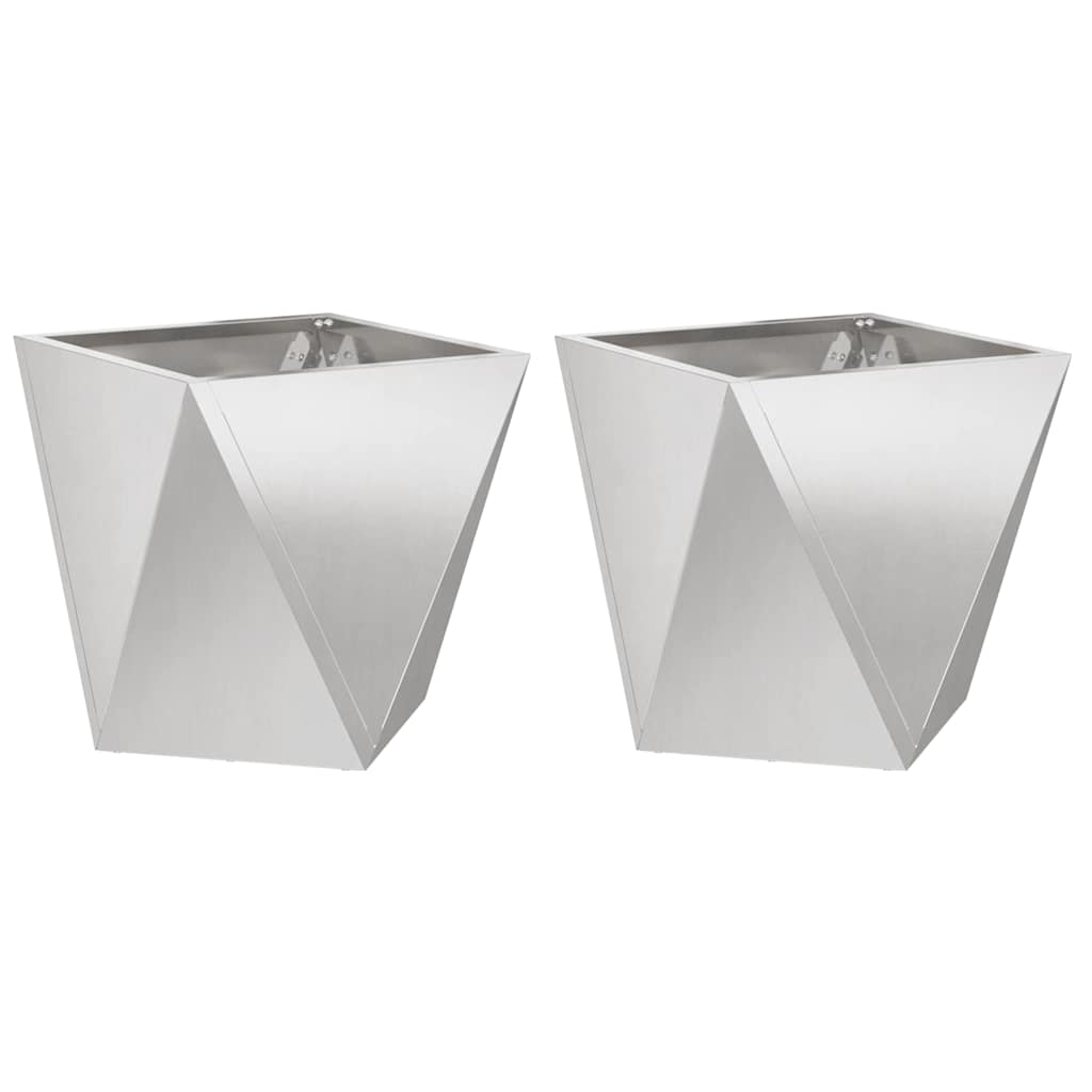 Fioriera 2 pz Argento 50 x 50 x 50 cm Acciaio inossidabile