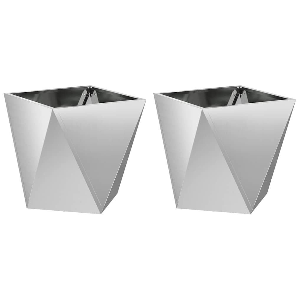 Fioriera 2 pz Argento 50 x 50 x 50 cm Acciaio zincato