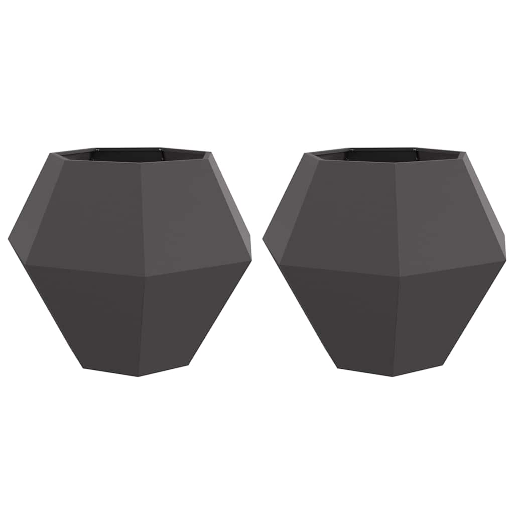 Fioriera 2 pz Nero 100 x 100 x 80 cm Acciaio