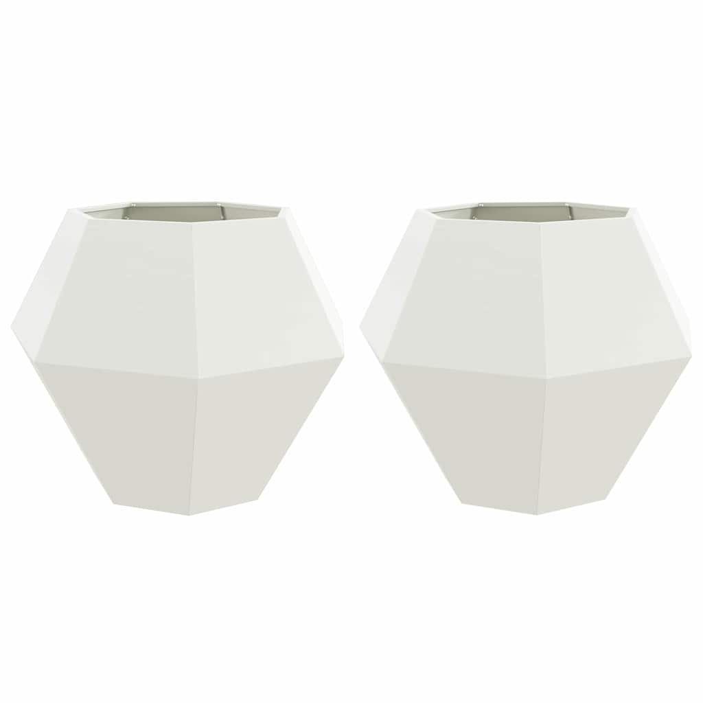 Fioriera 2 pz Bianco 100 x 100 x 80 cm Acciaio