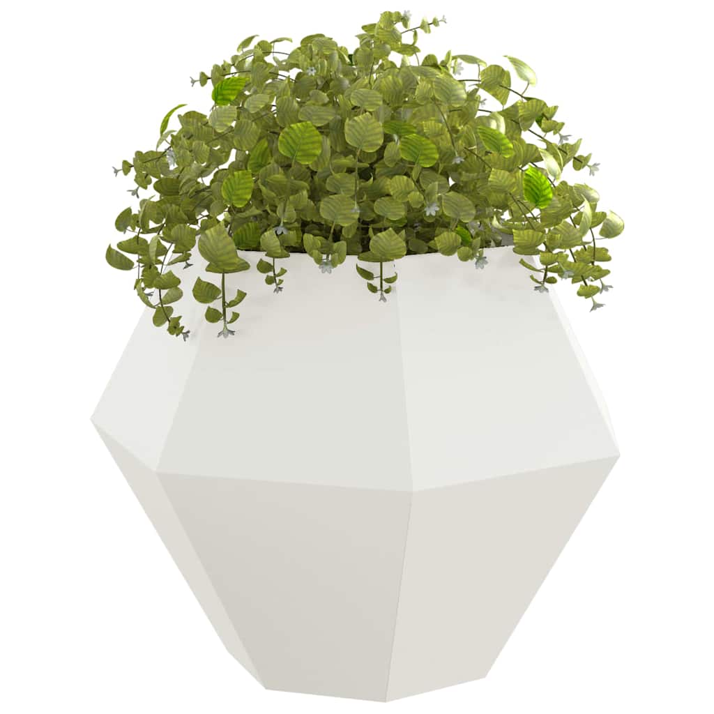 Fioriera 2 pz Bianco 100 x 100 x 80 cm Acciaio
