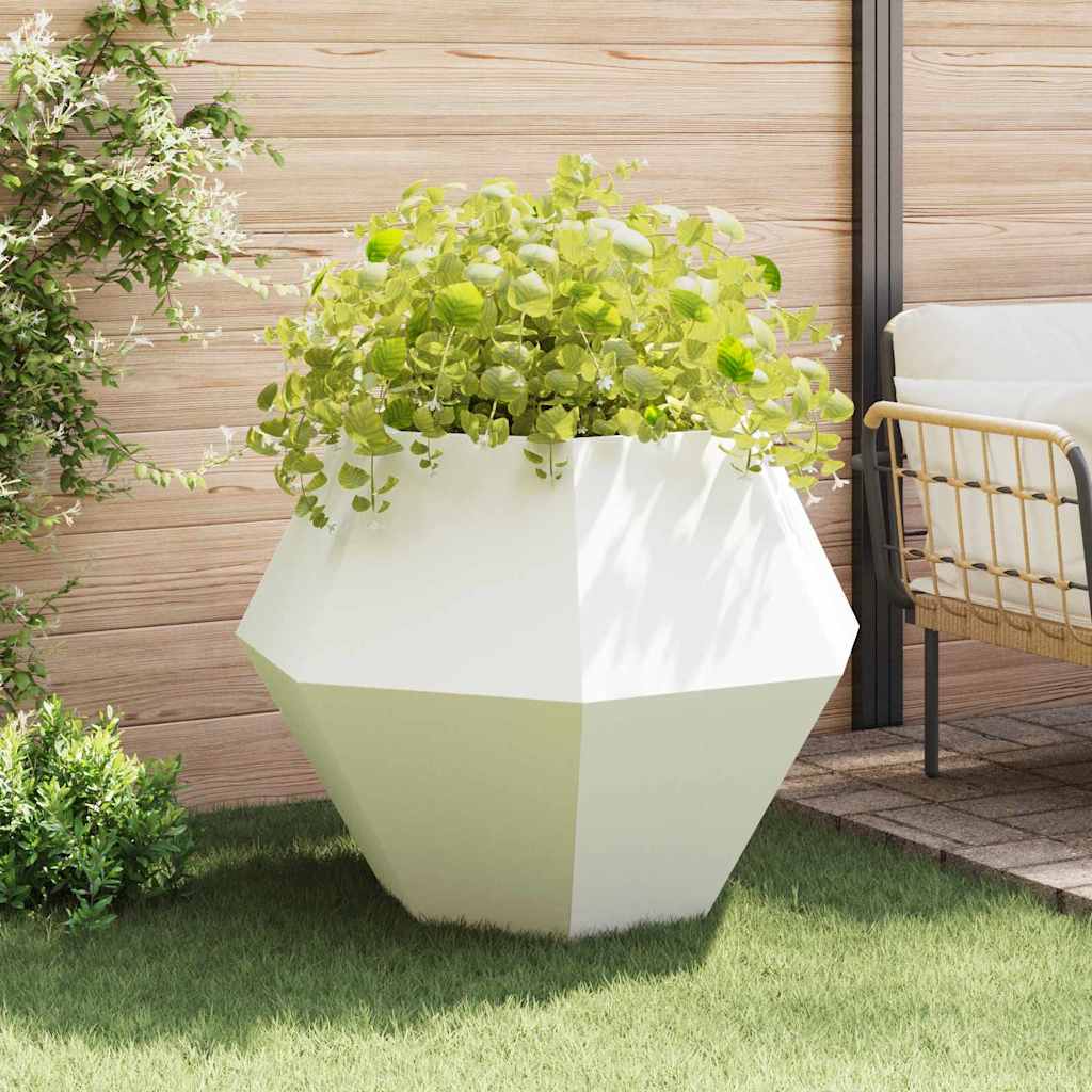 Fioriera 2 pz Bianco 100 x 100 x 80 cm Acciaio