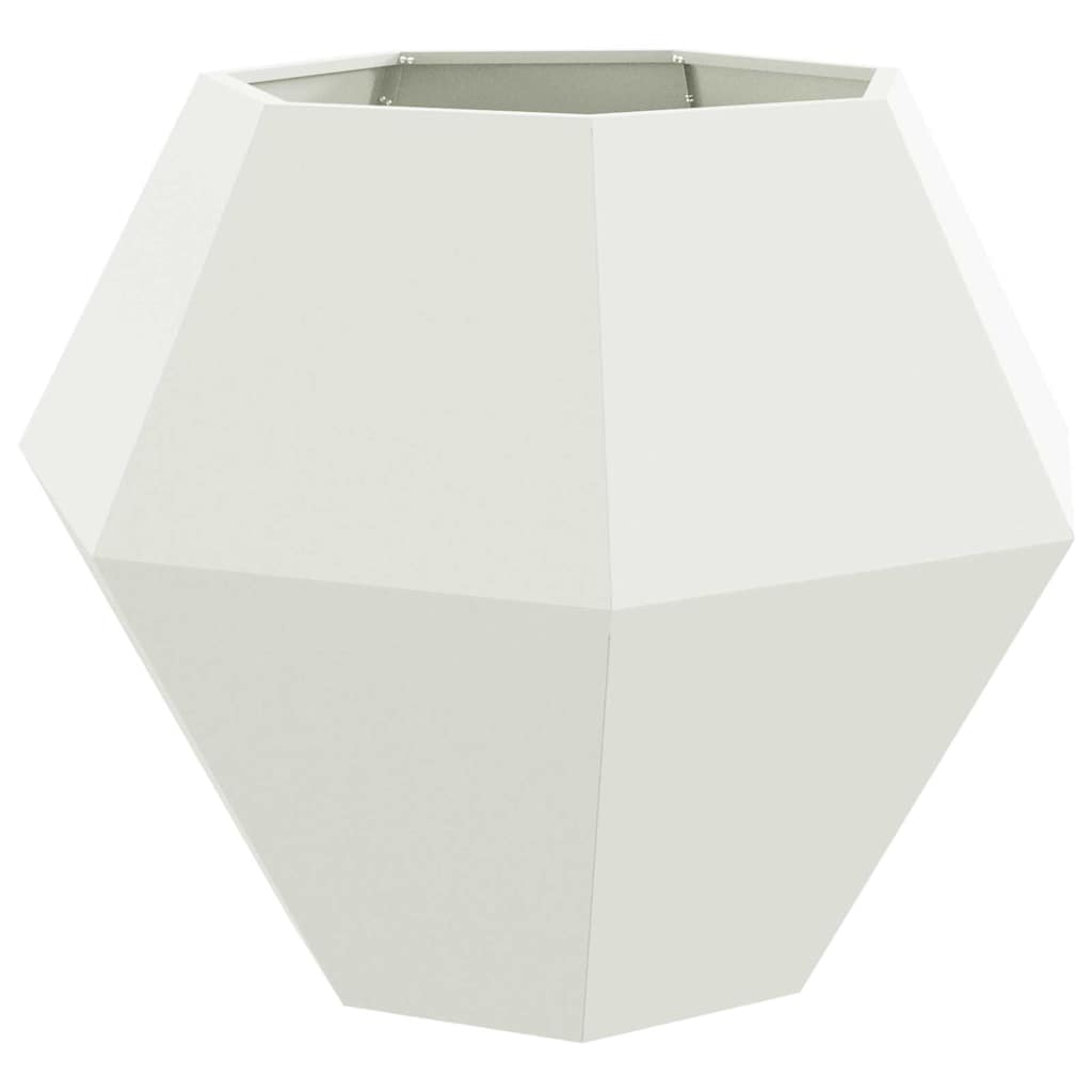 Fioriera 2 pz Bianco 100 x 100 x 80 cm Acciaio